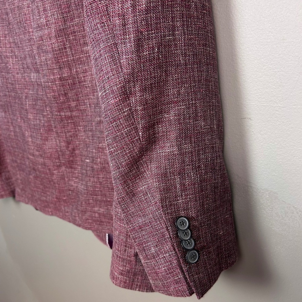 Joseph Abboud Linen blazer 46 S Unstructured heritage Hatch Burgundy Sport Coat - Picture 7 of 13